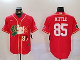 Men's San Francisco 49ers #85 George Kittle Red With Patch Cool Base Stitched Baseball Jersey,baseball caps,new era cap wholesale,wholesale hats